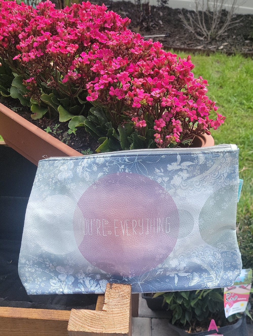 Blue Floral 'You're Everything' Zip Pouch